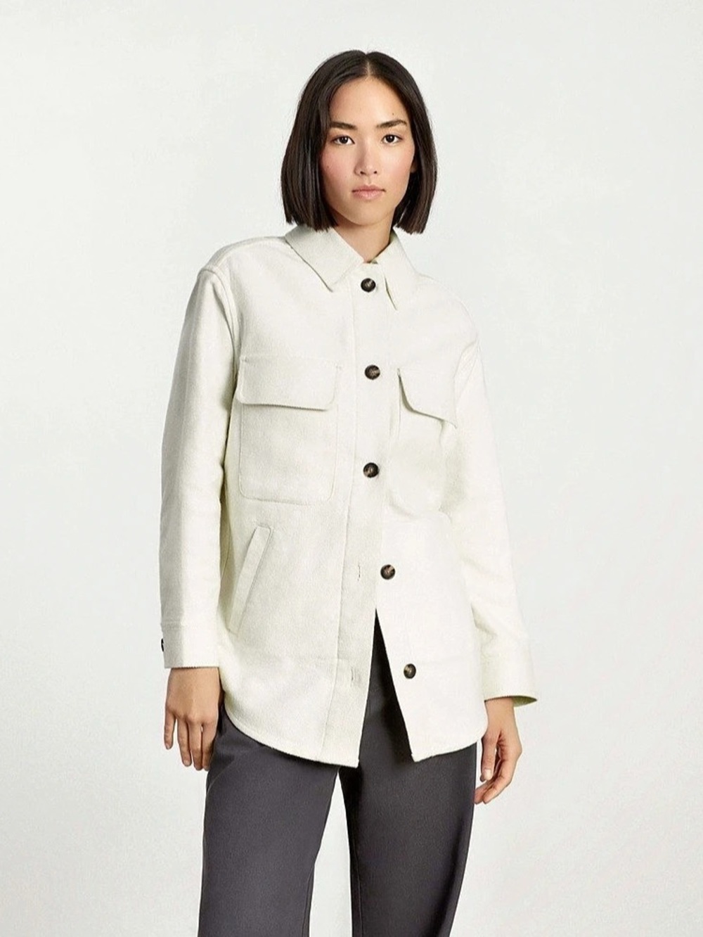 Everlane Oversized Shirt Jacket Utility Jacket in White Like New